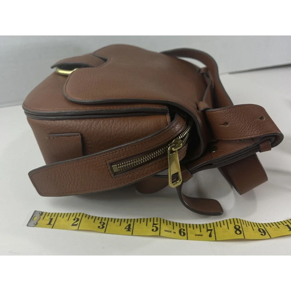 J. Crew Rider Brown Pebbled Leather Crossbody Bag Saddle Western Style Purse - Picture 6 of 16